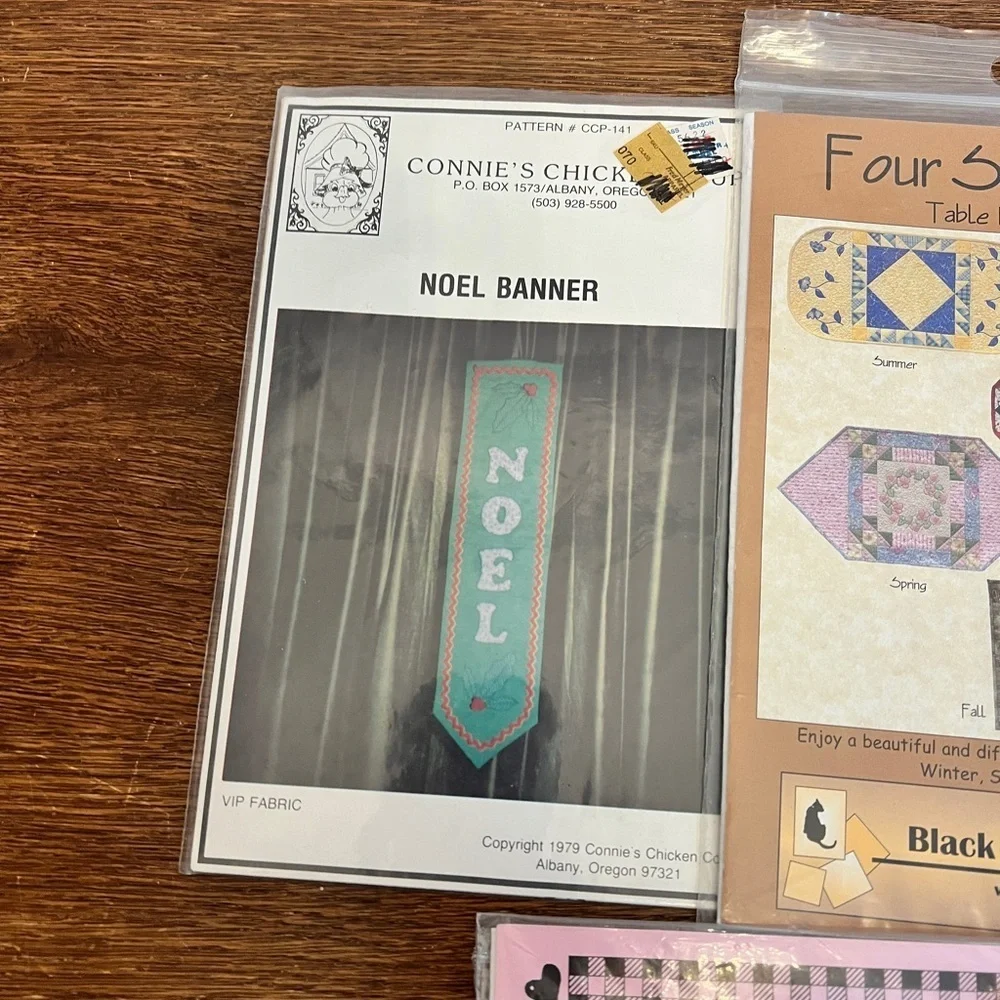 Lot of 3 Vintage Sewing Patterns – Noel Banner, Four Seasons Table Runners